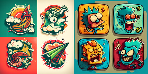 "Stickers of Playful and Whimsical Figures and Characters"
