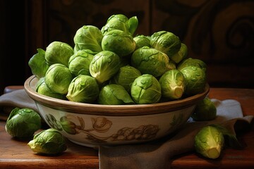 Brussels sprouts in a bowl - AI Generated