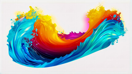 Fototapeta na wymiar Colorful wave of water on white background with blue and yellow colors.