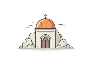 Doodle The Tomb of Christ, cartoon sticker, sketch, vector, Illustration, minimalistic