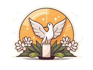 Doodle Holy Saturday Vigil, cartoon sticker, sketch, vector, Illustration, minimalistic