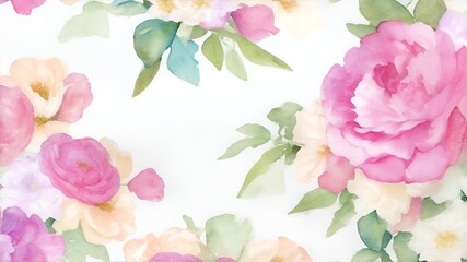 watercolor seamless pattern with pink flowers