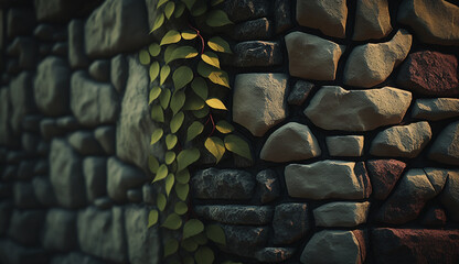 Nature medieval wall texture seamless background AI Generated - obrazy, fototapety, plakaty