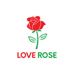 love red rose shop logo design vector
