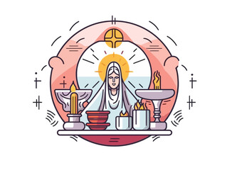 Doodle Icon of Holy Saturday, cartoon sticker, sketch, vector, Illustration, minimalistic