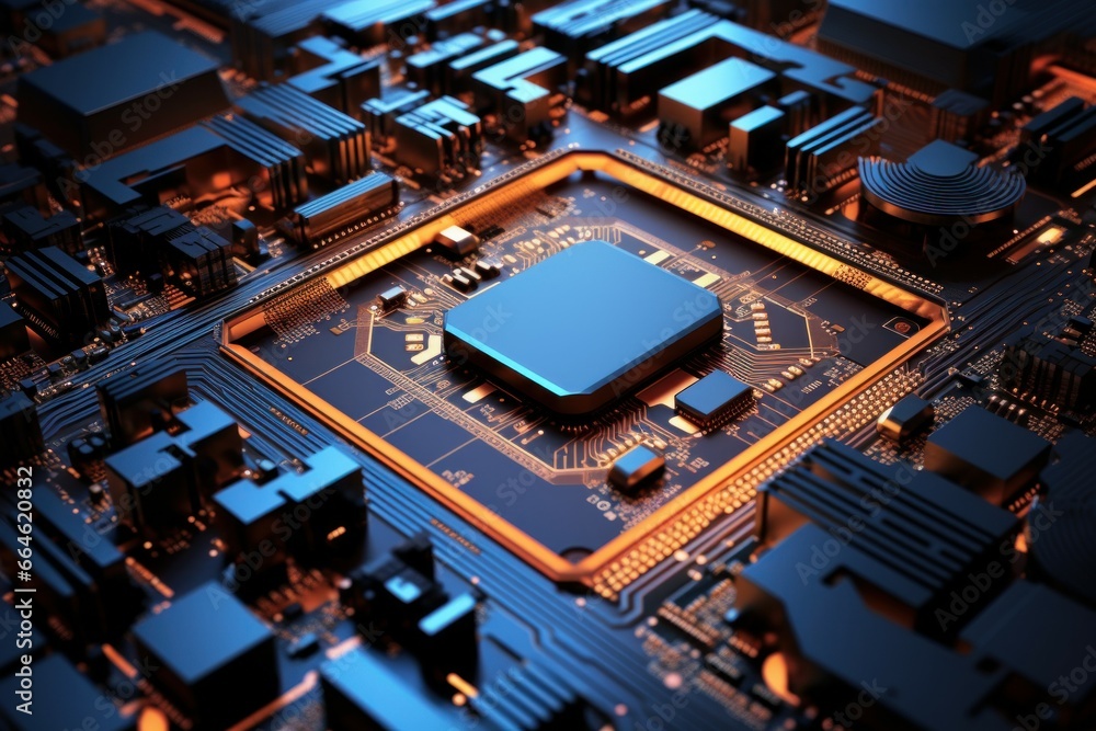 Poster rigid circuit board. science data microchip. generate ai