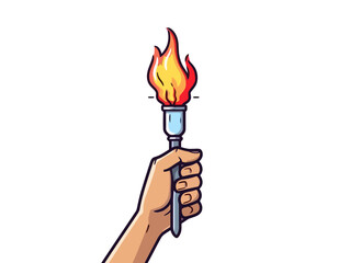 Doodle Hand holding torch, cartoon sticker, sketch, vector, Illustration, minimalistic