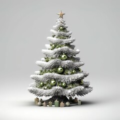 christmas tree with decorations on an isolated white background