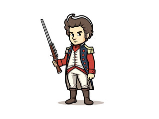 Doodle Minuteman in uniform, cartoon sticker, sketch, vector, Illustration, minimalistic