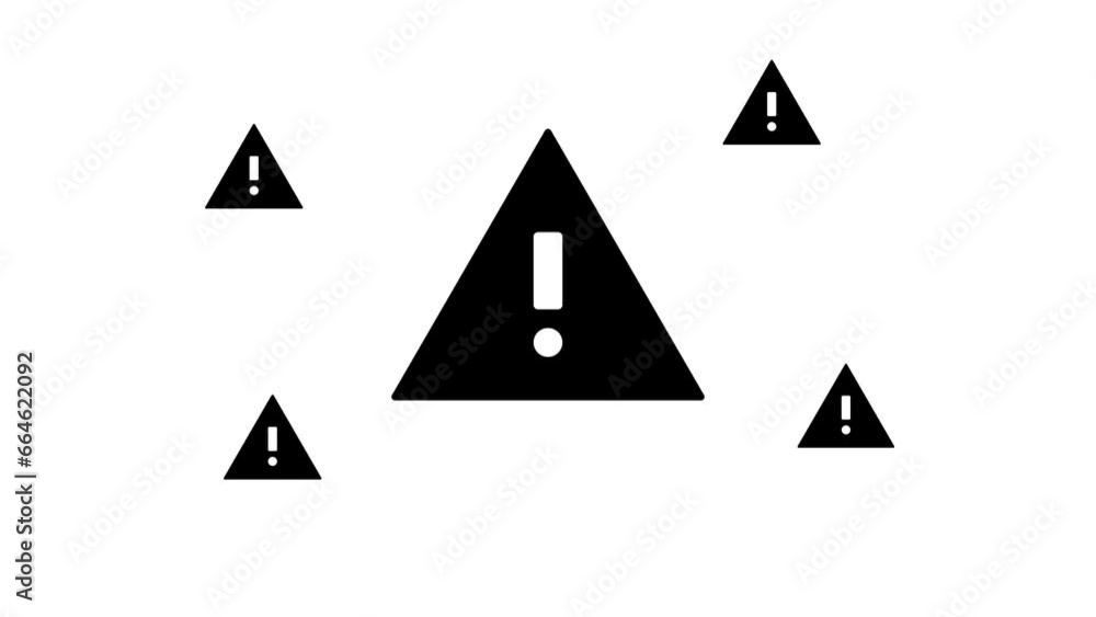 Aufkleber zoom in and out animation the warning symbol. large black symbol in the center and four small symbol