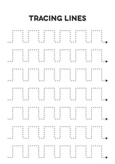Tracing lines. Worksheets for kids. Preschool education.