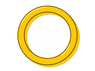 Doodle Yellow ring, cartoon sticker, sketch, vector, Illustration, minimalistic