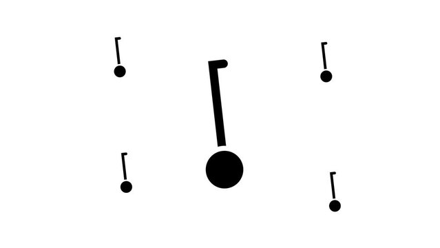 Zoom in and out animation the gyroscooter symbol. Large black symbol in the center and four small symbols around. Seamless looped 4k animation on white background