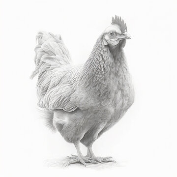 Pencil sketch cute hen drawing arts AI Generated
