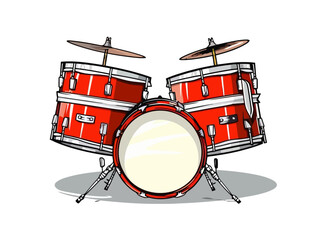 Doodle Drumline, cartoon sticker, sketch, vector, Illustration, minimalistic