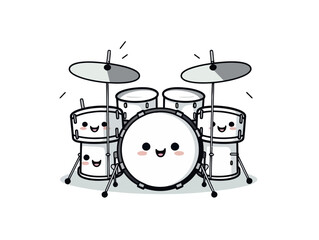 Doodle Drumline, cartoon sticker, sketch, vector, Illustration, minimalistic