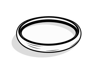 Doodle Black ring, cartoon sticker, sketch, vector, Illustration, minimalistic