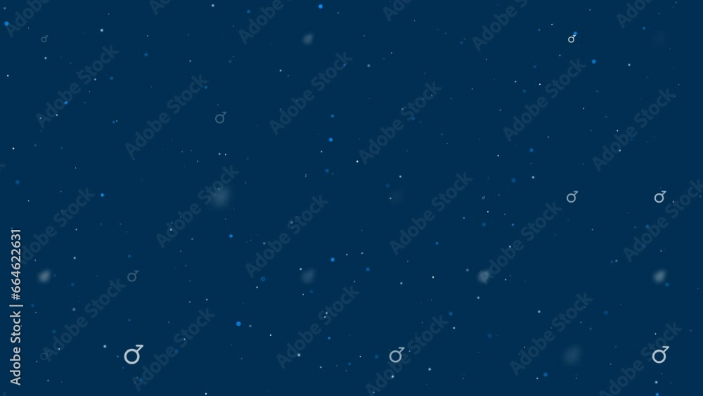 Poster template animation of evenly spaced demiboy symbols of different sizes and opacity. animation of tra