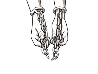 Doodle Slavery chains, cartoon sticker, sketch, vector, Illustration, minimalistic