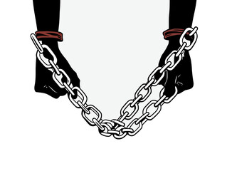 Doodle Slavery chains, cartoon sticker, sketch, vector, Illustration, minimalistic