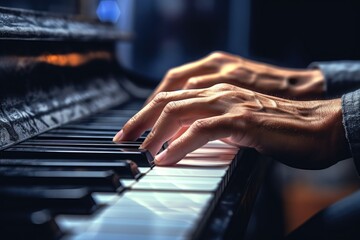 Obraz premium Close-Up of Person Playing Piano
