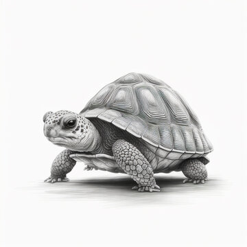Pencil sketch draw cute turtle animal AI Generated