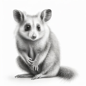 recommend clip art: Pencil sketch drawing brushtail possum animal AI Generated
