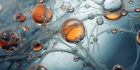 thermal spring water, showing the intricate patterns of bubbles and steam, macro photography - obrazy, fototapety, plakaty