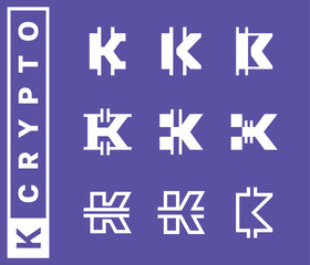 Modern professional logos in the shape of the letters K. Exclusive K shapes