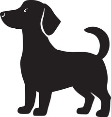  Illustration of a black and white Dachshund, known for its elongated body and short legs. The Dachshund is a breed recognized for its tenacity and playfulness