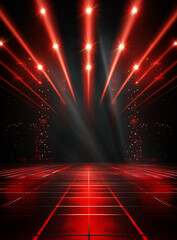 Fototapeta na wymiar Backdrop With Illumination Of Red Spotlights For Flyers realistic image ultra hd high design