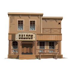 Saloon in the wild west isolated on white background