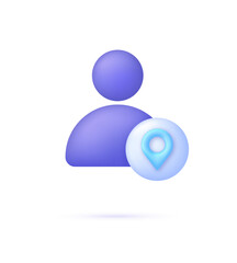 3D Position icon. Location pin with man icon. GPS navigator pointer.