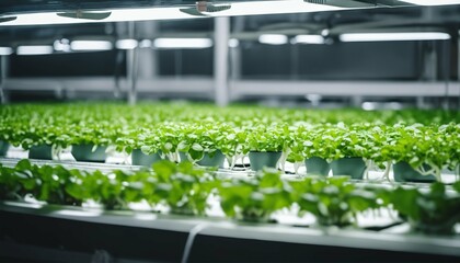 Obraz premium Indoor vertical farming: Cultivation in a hydroponics garden