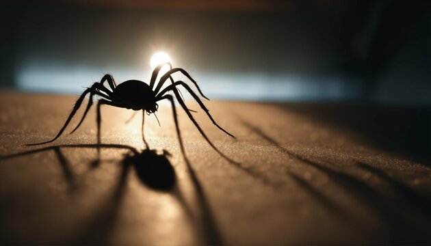 Nighttime indoor insect presence: Huge shadow of a bed tick or spider”