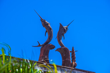 Swordfish sculpture on the Atlantis Resort in Nassau, Bahamas