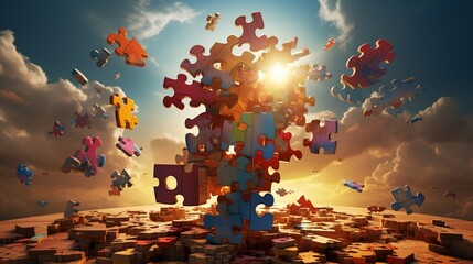 "Puzzle of Life" by depicting a complex jigsaw puzzle assembling itself in mid-air.