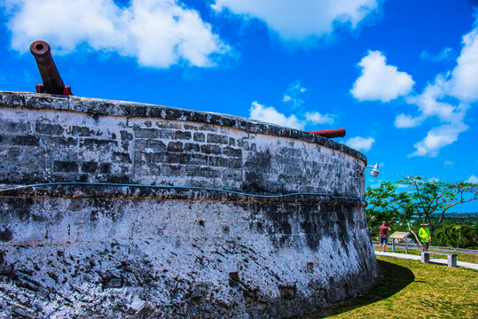 Fort Fincastle walls and battlements in Nassau, Bahamas