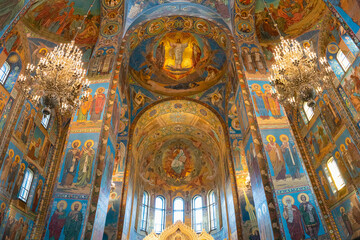 Fototapeta na wymiar Interior of the Cathedral of the Savior on Spilled Blood in St. Petersburg