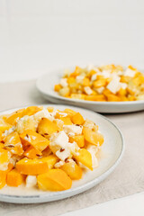 A dietary dish made from zucchini and feta cheese.