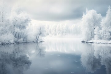 "Embracing the Quiet: Minimal Winter Panorama" Ai generated.