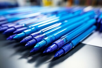 Marker with vivid blue ink for school. Generative AI - obrazy, fototapety, plakaty