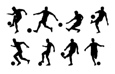 Fototapeta na wymiar Set of football player silhouette, soccer player - vector illustratio