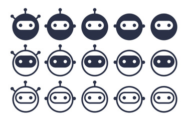 Robot chatbot head set. Vector flat and line style.
