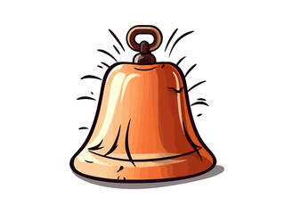 Doodle Liberty Bell with cracked bell, cartoon sticker, sketch, vector, Illustration, minimalistic