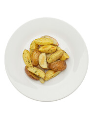 Baked potato wedges isolated on a white background