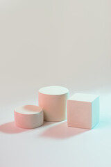 Podium for presenting products in blue and pink light