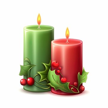 christmas candle and holly