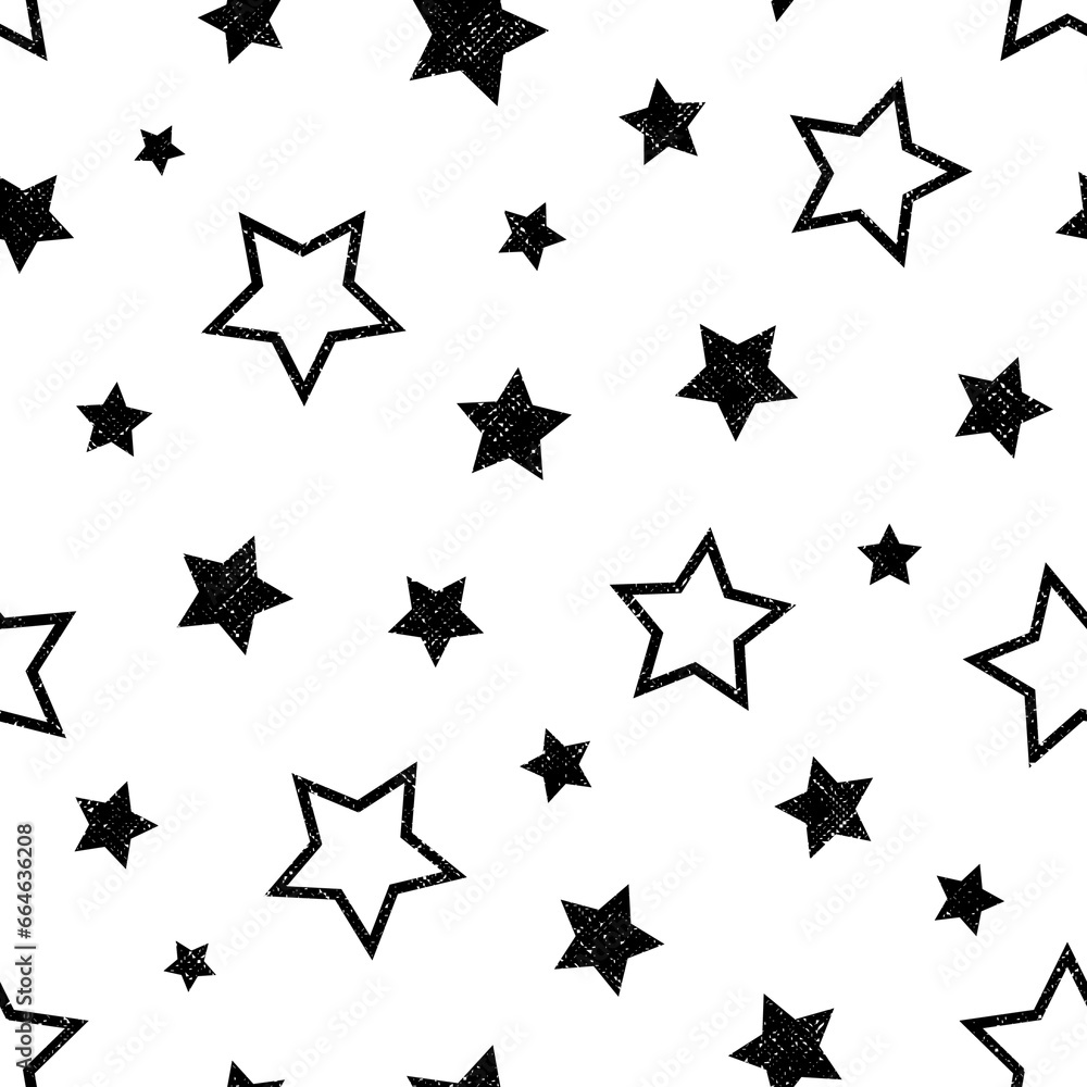 Poster star seamless pattern. repeating black stars isolated on white background. repeated simple prints fo