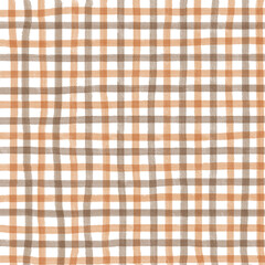 Brown Beige Gingham Check Hand Drawn Background